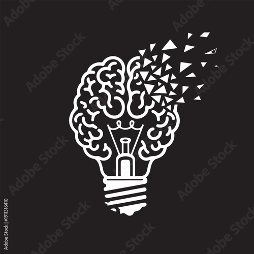 An extensive collection of vector icons merging lightbulbs and brains to symbolize creative innovation. Styles include minimal line art, vibrant flat designs, and shattered geometric effects.