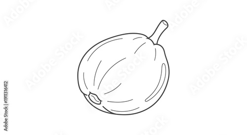 A simple line drawing of a fruit with a stem attached to it.