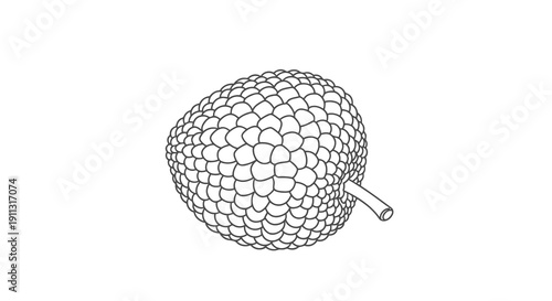 A wire mesh bag containing an object, possibly a fruit or vegetable, with a metal clip attached.