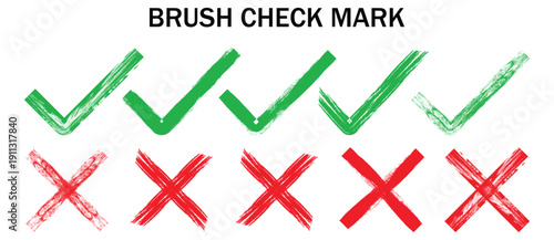 right and wrong icon with green and red, correct and incorrect symbol to guarantee the idea, agreement sign to confirm the right answer.  Vector Illustration. Checkmark  icon Checkmark icon set.