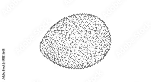 A black and white illustration of a cracked oval shape on a white background