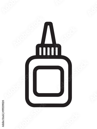 Simple glue bottle vector silhouette icon representing adhesive product in clean minimal style.