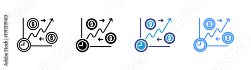 Trading icon set multiple style collection