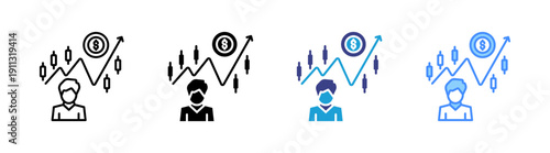 Trader icon set multiple style collection