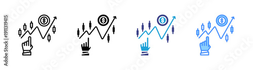 Buy Stocks icon set multiple style collection