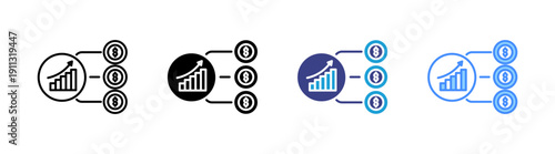 Dividend icon set multiple style collection