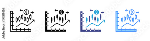 Stock Market icon set multiple style collection