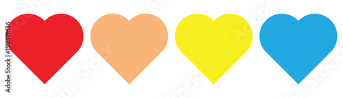 Collection of colorful heart shapes in various styles and colors isolated on transparent background. Creative collection of stylized heart shapes with various designs. 