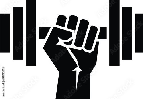 Raised Fist Protest Symbol with Sound Waves Background, Powerful Black Silhouette Representing Voice, Freedom, Activism and Social Justice Movement