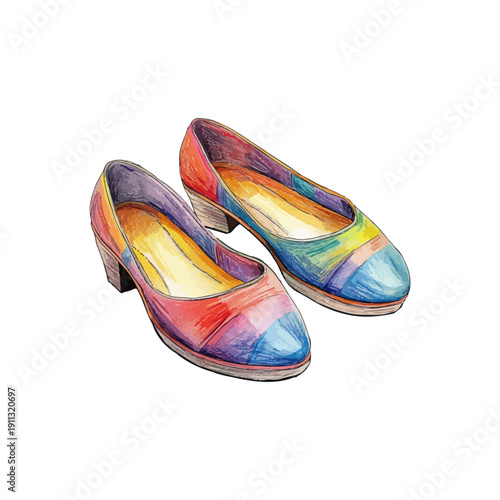 wedges shoes drawn vector illustration