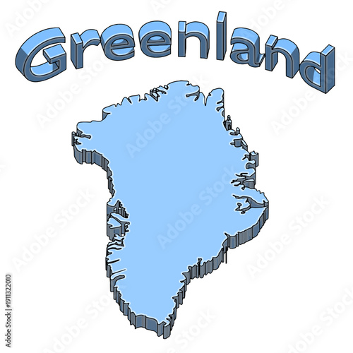Greenland Map with Name of the Country on White Background. Vector Illustration.