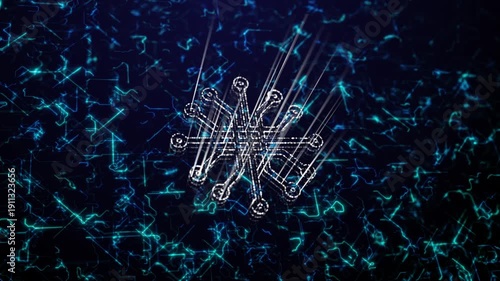 Futuristic 3d render of a glowing microchip hologram for technology presentations, sci-fi projects and corporate advertising.