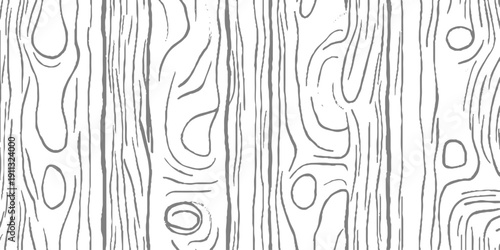 Seamless Black and White Wood Grain Texture Abstract Hand-Drawn Tree Bark Lines and Natural Wooden Surface Patterns Background for Wallpaper, Textile, Packaging, Graphic Design.