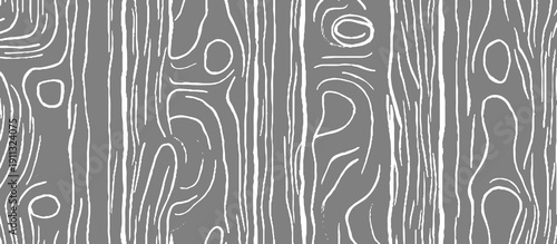 Seamless Black and White Wood Grain Texture Abstract Hand-Drawn Tree Bark Lines and Natural Wooden Surface Patterns Background for Wallpaper, Textile, Packaging, Graphic Design.