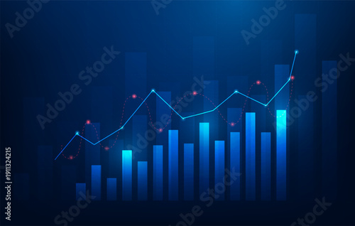 business finance stock market chart technology background. economy trading graph growth wallpaper. trend global increase. vector illustration fantastic technology.