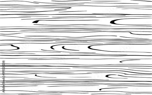 Seamless Black and White Wood Grain Texture Abstract Hand-Drawn Tree Bark Lines and Natural Wooden Surface Patterns Background for Wallpaper, Textile, Packaging, Graphic Design.