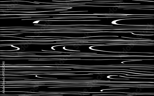 Seamless Black and White Wood Grain Texture Abstract Hand-Drawn Tree Bark Lines and Natural Wooden Surface Patterns Background for Wallpaper, Textile, Packaging, Graphic Design.