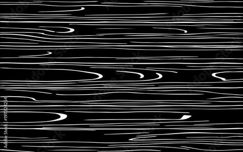 Seamless Black and White Wood Grain Texture Abstract Hand-Drawn Tree Bark Lines and Natural Wooden Surface Patterns Background for Wallpaper, Textile, Packaging, Graphic Design.