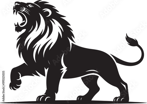 Roaring Lion Silhouette – Lion Vector Black on White