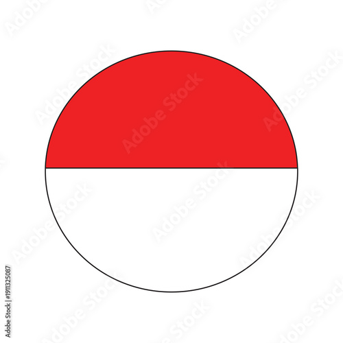 Vector illustration of the Indonesian flag in a circular shape with a flat design. Southeast Asia, red, white, August 17, 1945. Free Download Vector illustration of the Indonesian flag in a circular shape with a flat design. Southeast Asia, red, white, August 17, 1945. - GFXLoad