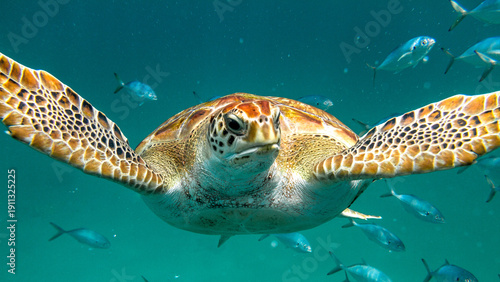 Wallpaper Mural Grumpy Hawksbill Turtle Face Swimming at Camera Torontodigital.ca