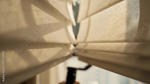 Falling Through Narrow Wooden Shutters In Motion.