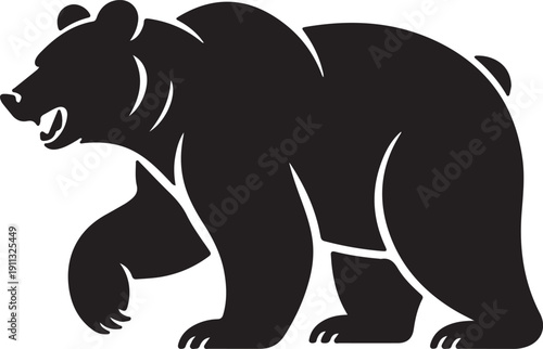 Bear Silhouette – Walking Bear Vector Black on White”