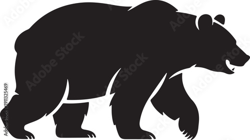 Bear Silhouette – Walking Bear Vector Black on White”