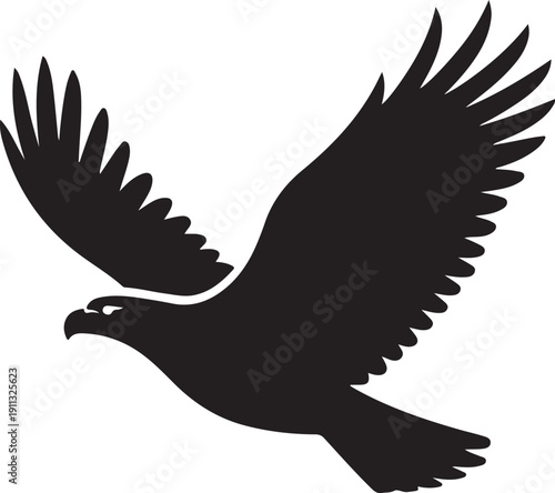 Eagle Silhouette – Soaring Eagle Vector Black on White