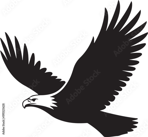 Eagle Silhouette – Soaring Eagle Vector Black on White