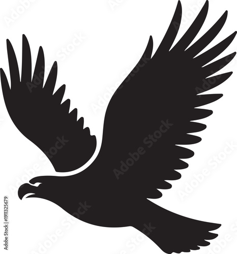Eagle Silhouette – Soaring Eagle Vector Black on White