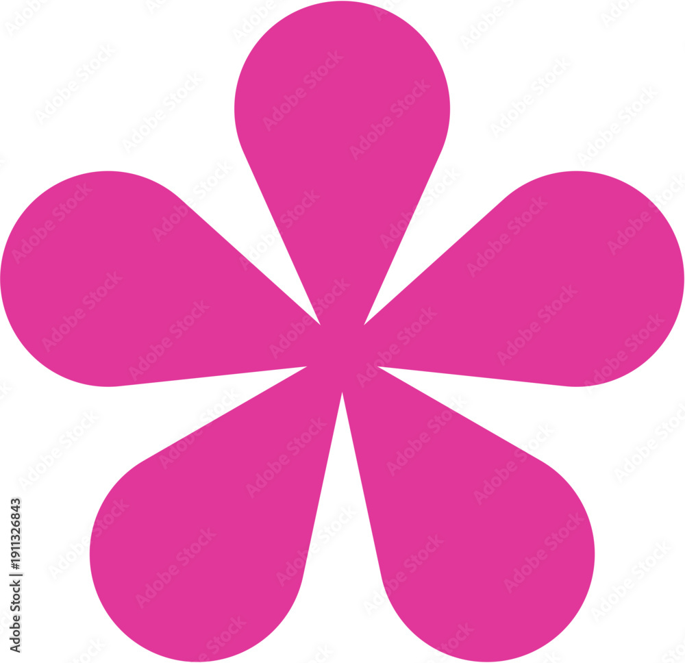Fototapeta premium Simple Pink Flower Icon with Six Petals.