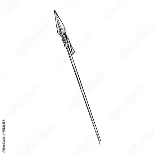 gladiator spear vector line art hand drawn illustration