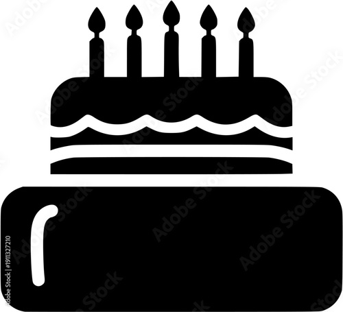 Birthday cake with candles silhouette vector icon perfect for celebration greeting card, party decoration, and bakery product branding