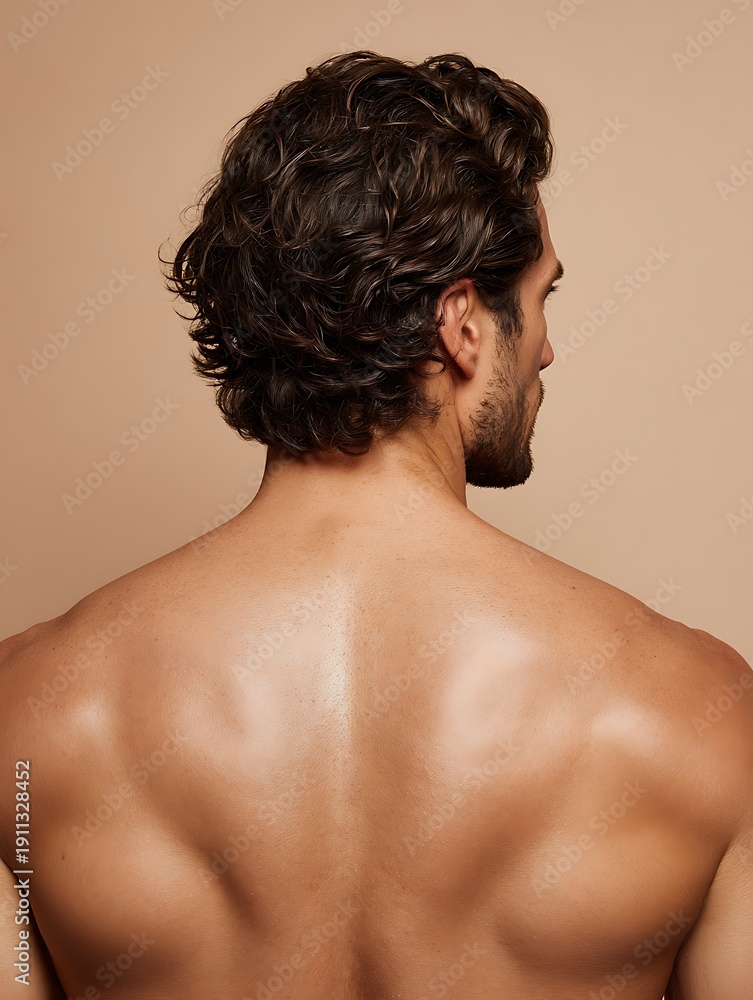 Fototapeta premium Middle Eastern male back with smooth hydrated skin