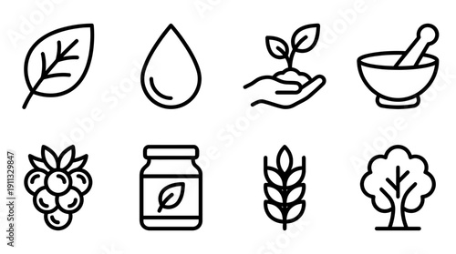 natural product , black vector icon set collection , white background , SVG and PNG