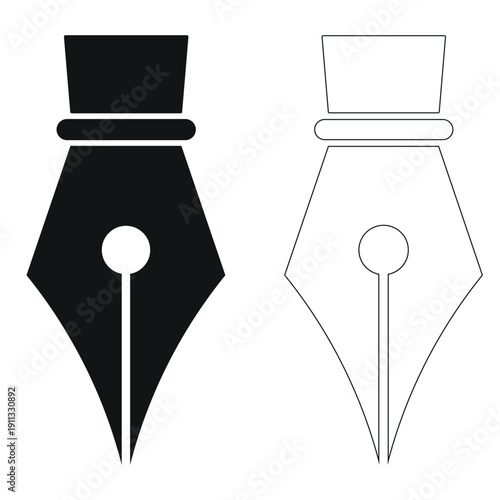 Classic fountain pen nib vector symbols suitable for writers, poets, and calligraphy design