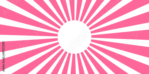 Pink easter egg with a pink ribbon on a retro sunburst wallpaper featuring purple radial lines and a burst of light rays in a vector art design