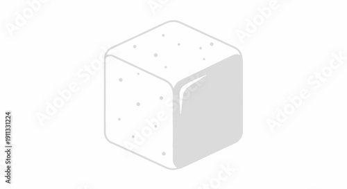 Isometric white sugar cube illustration.