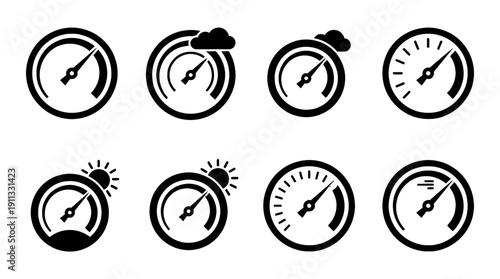 barometer , black vector icon set collection , white background , SVG and PNG