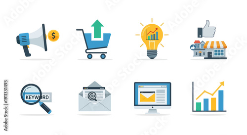 Collection of Digital Marketing and SEO Icons.