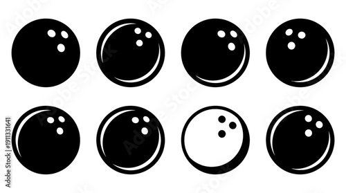bowling ball , black vector icon set collection , white background , SVG and PNG