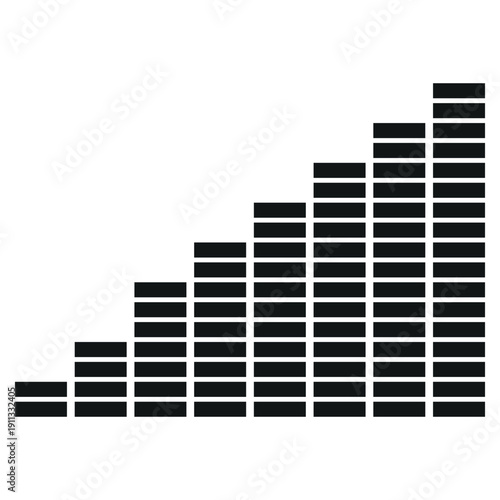 Increasing step chart diagram suitable for business growth or signal amplification concepts