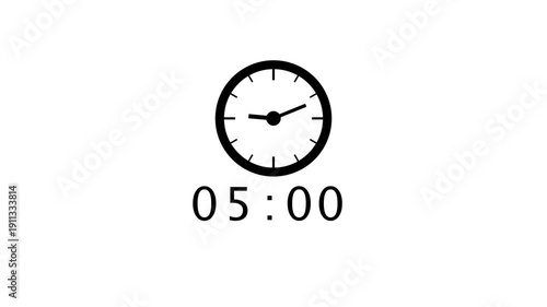 Counting clock timer animation. 48 minutes count number. Time management clock animation.