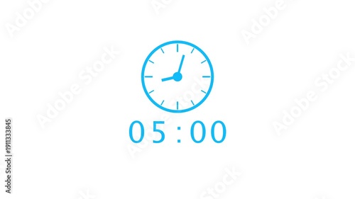 Counting clock timer animation. 49 minutes count number. Time management clock animation.
