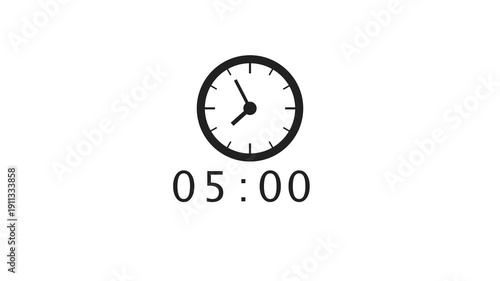Counting clock timer animation. 47 minutes count number. Time management clock animation.