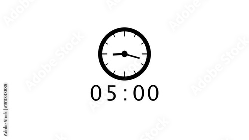 Counting clock timer animation. 46 minutes count number. Time management clock animation.
