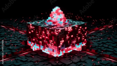 Digital core activation cube processor technology background 3D render