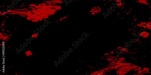 Grunge red and black ink splashes create a textured 3d art background with a fire heart pattern and paint splat design for a love valentine wallpaper or blood color backdrop