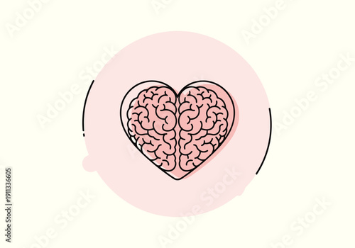 Symbolic representation of emotional intelligence and cognitive function merging within a circular design artistic concept